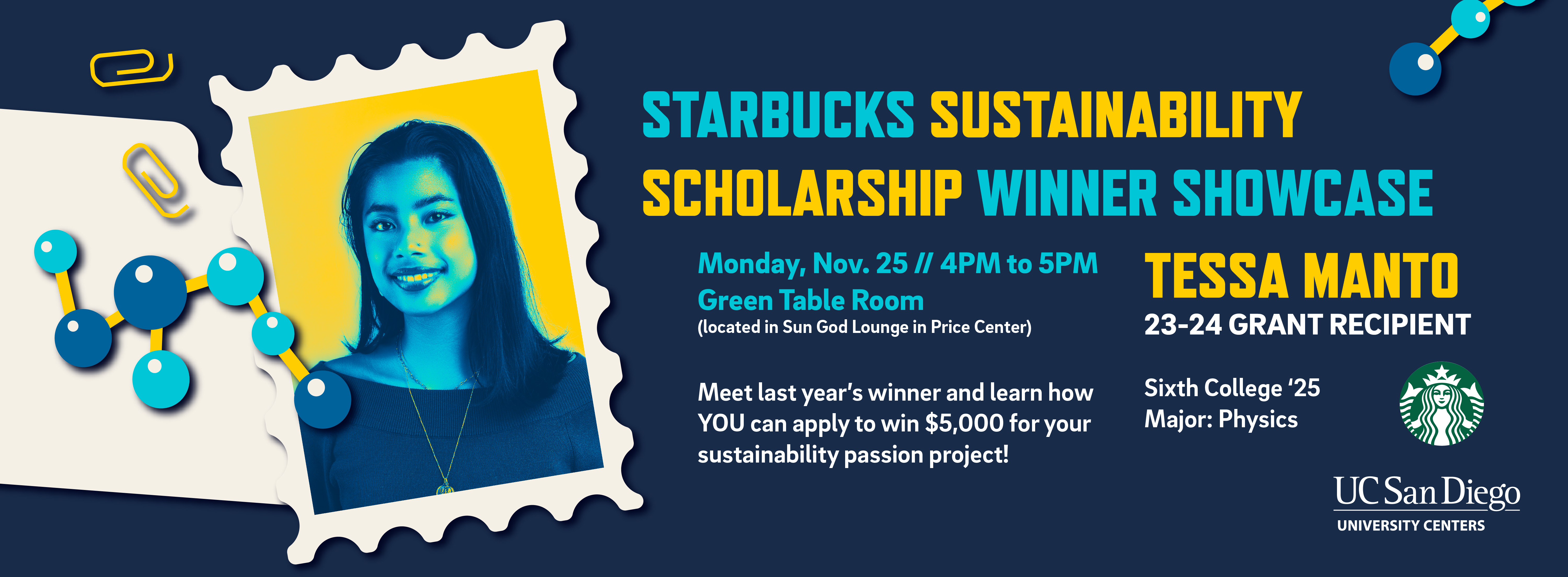 Image of grant winner Tessa Manto for Starbucks sustainability $5000 grant.