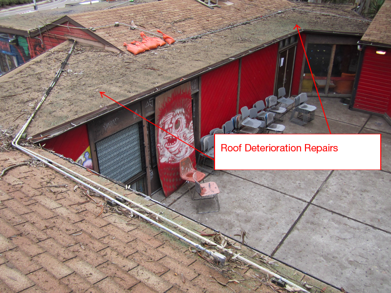 Che Cafe roof deterioration repair