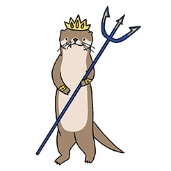 Standing sea otter with trident Sticker