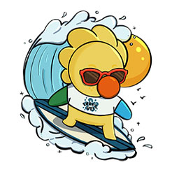 Surfing Sungod Sticker