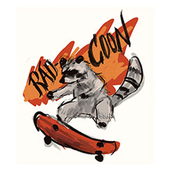 Raccoon skating Sticker