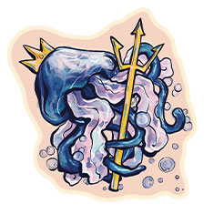 Jellyfish with crown and trident