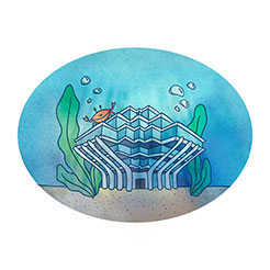 Library Oval Fish Bowl Sticker